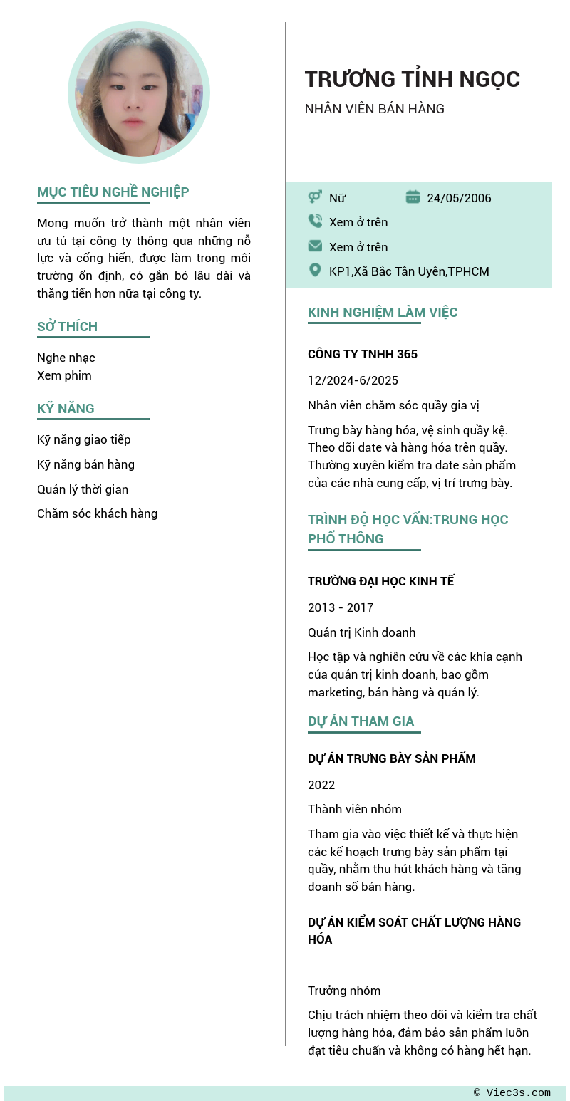 CV ứng viên