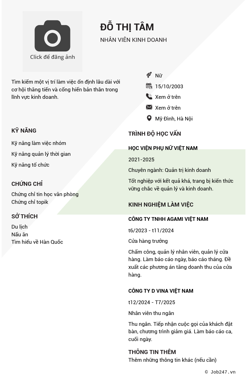 CV ứng viên