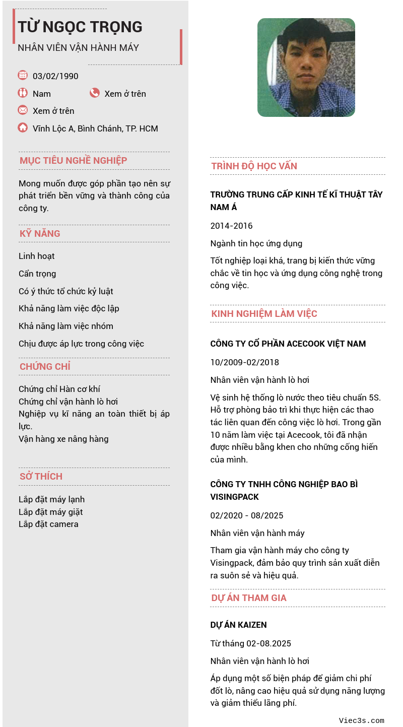 CV ứng viên