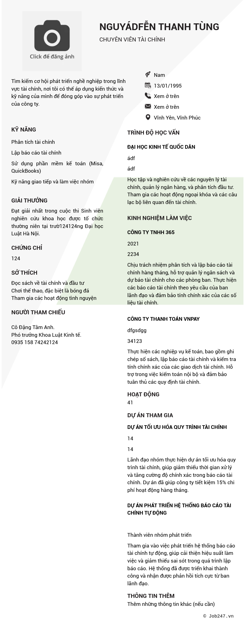 CV ứng viên