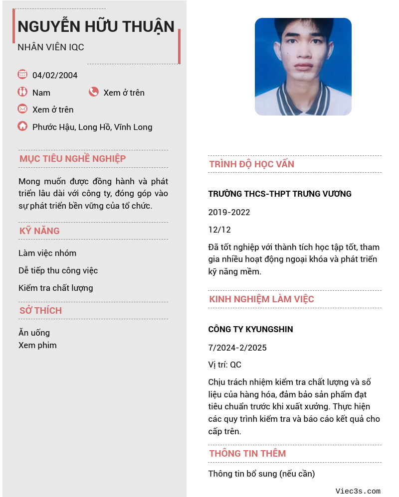 CV ứng viên
