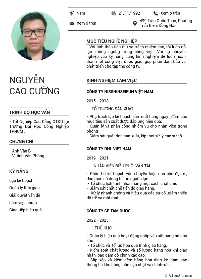 CV ứng viên