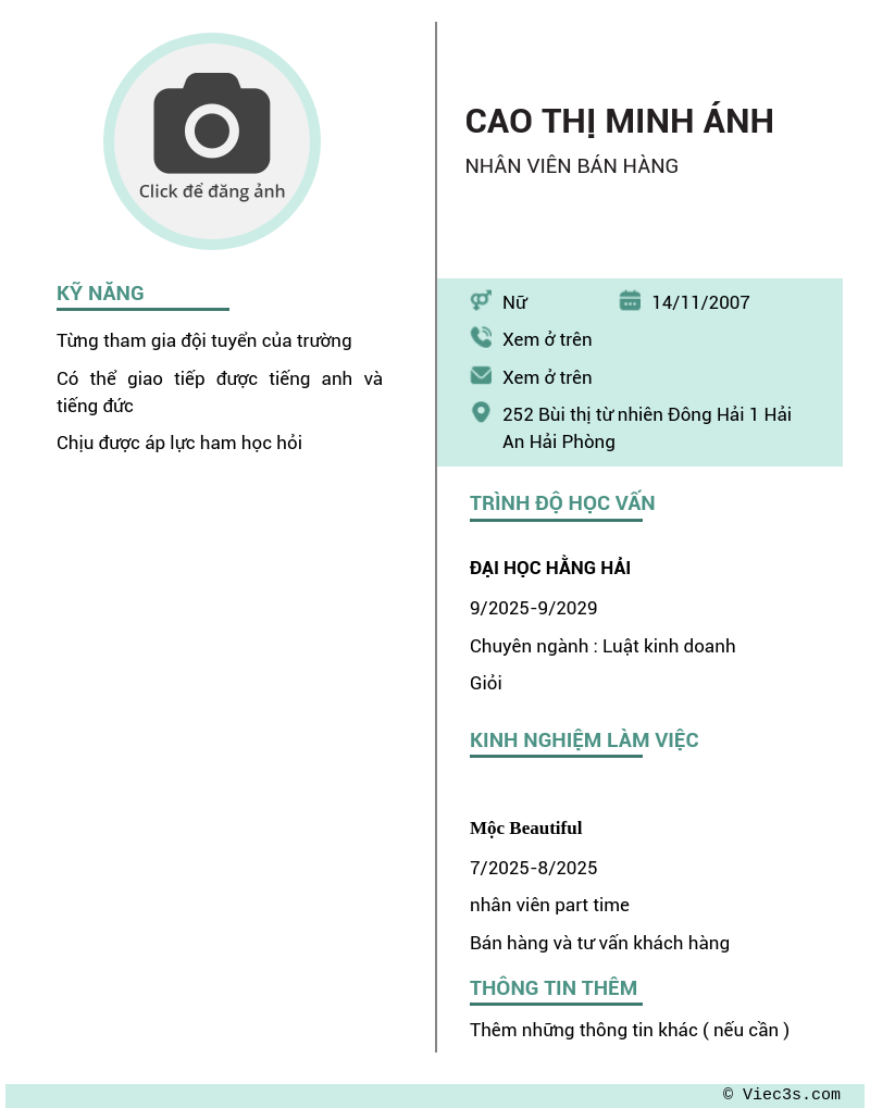 CV ứng viên