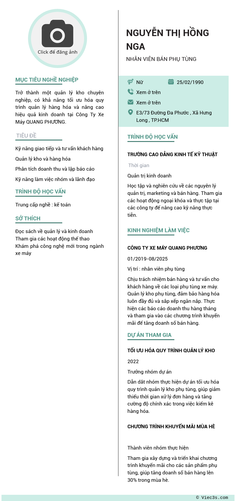 CV ứng viên