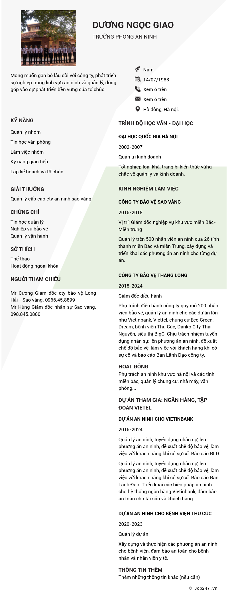 CV ứng viên