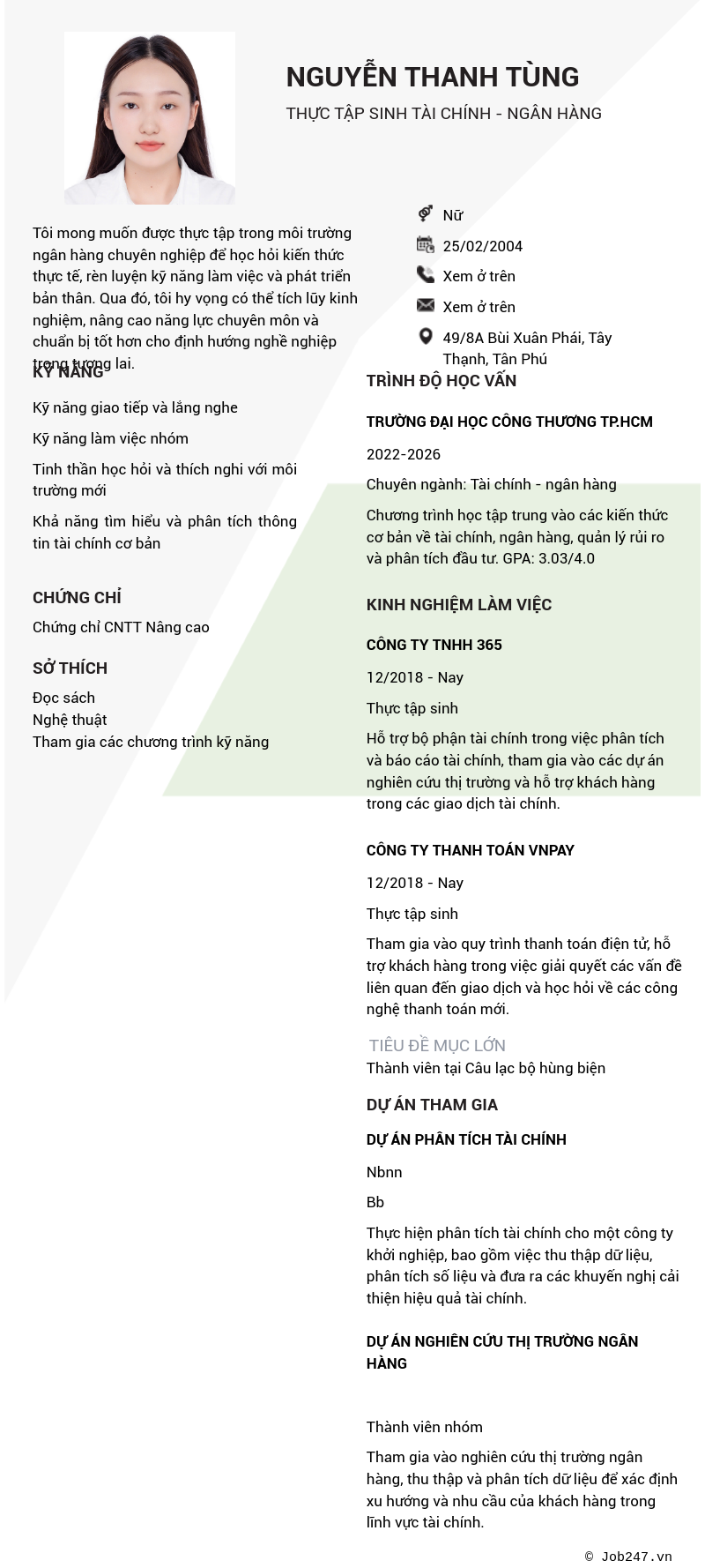 CV ứng viên