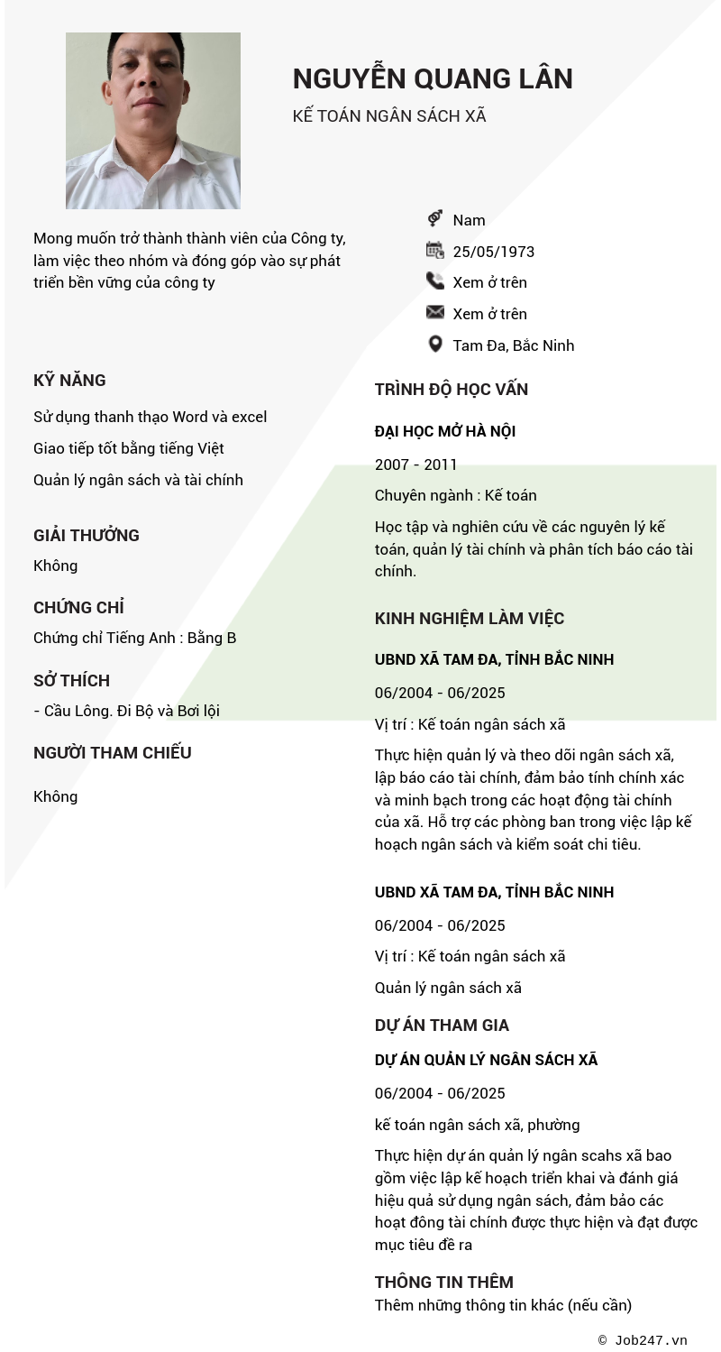 CV ứng viên