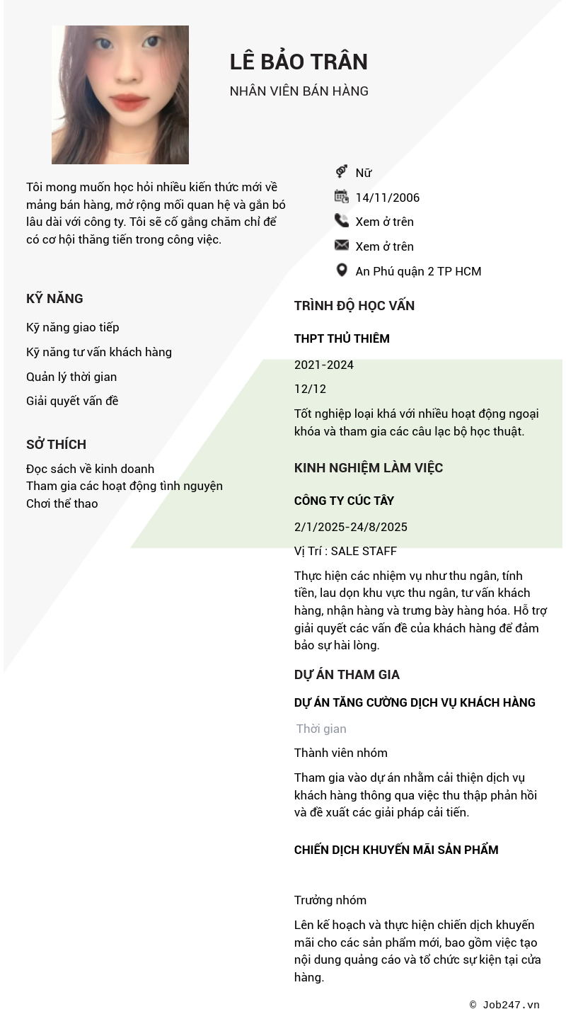 CV ứng viên