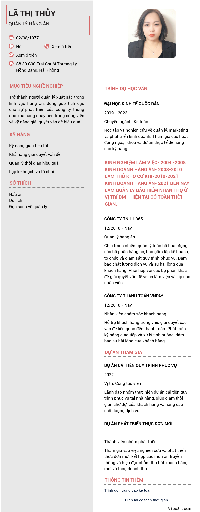 CV ứng viên