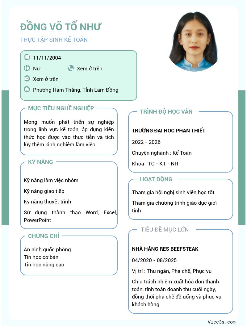 CV ứng viên