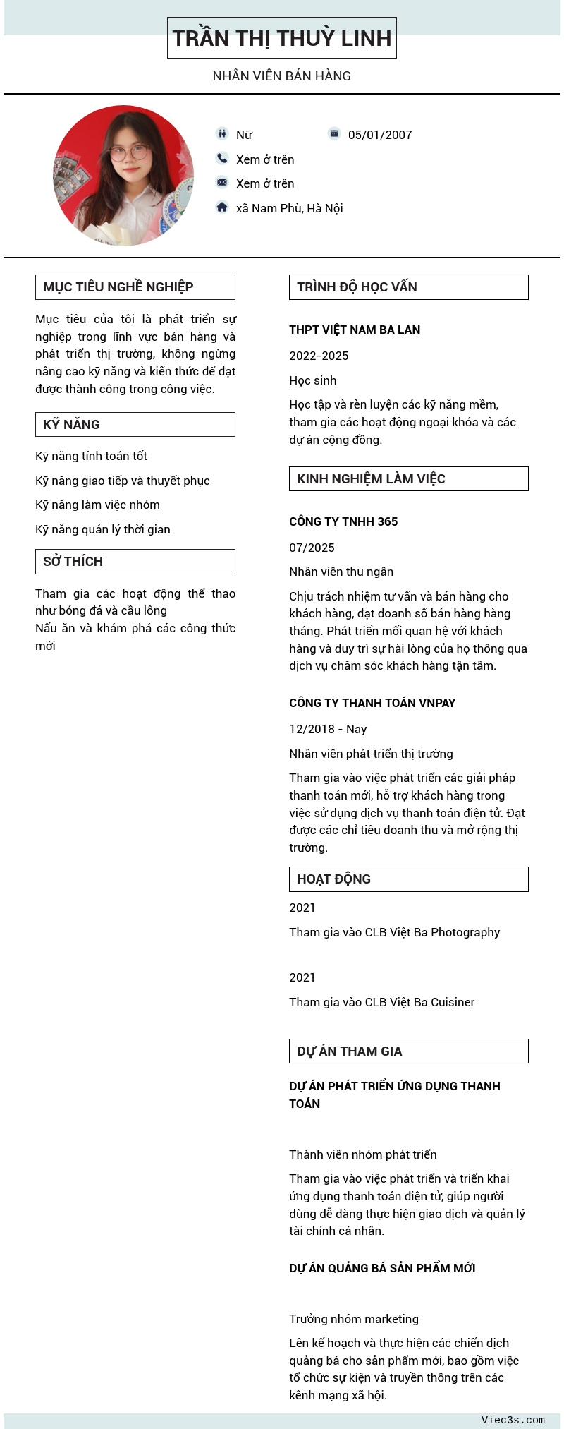 CV ứng viên