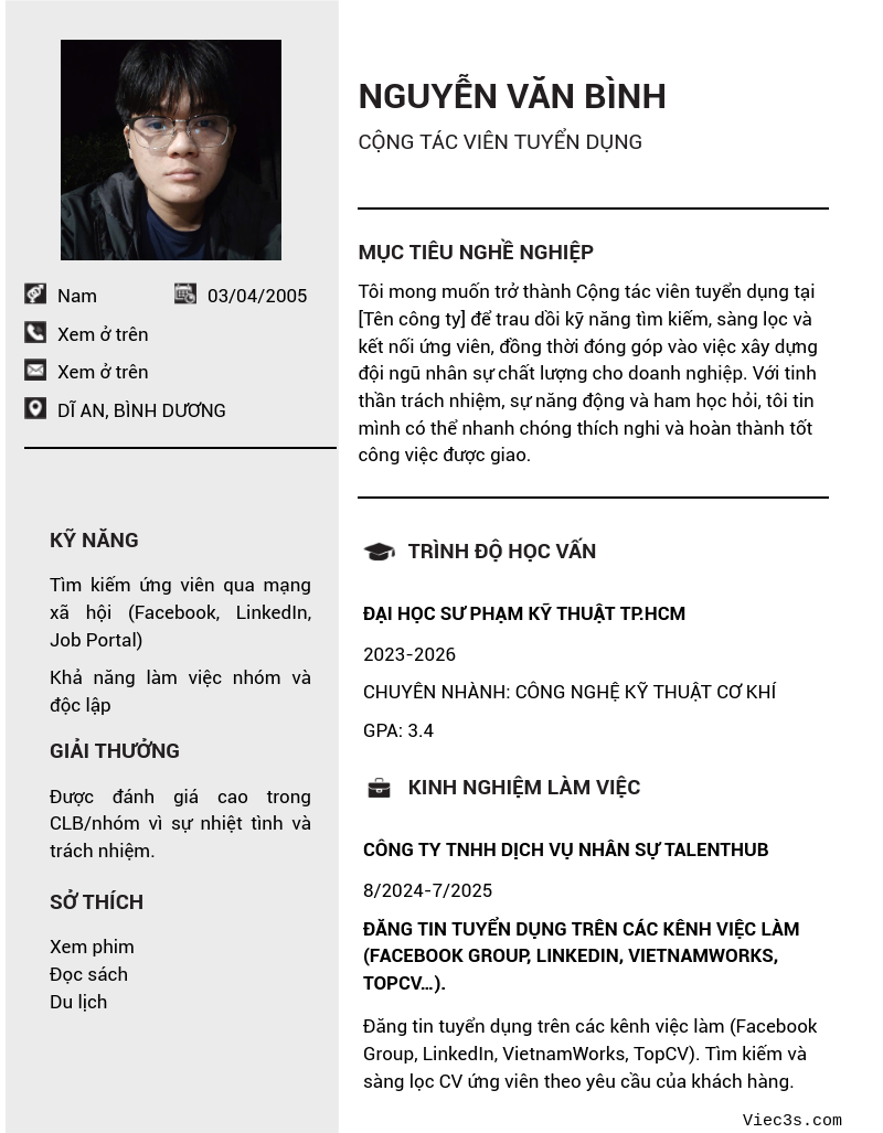 CV ứng viên