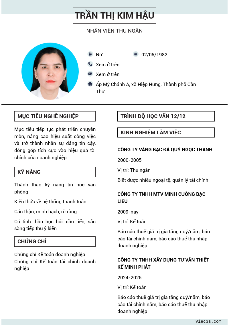 CV ứng viên