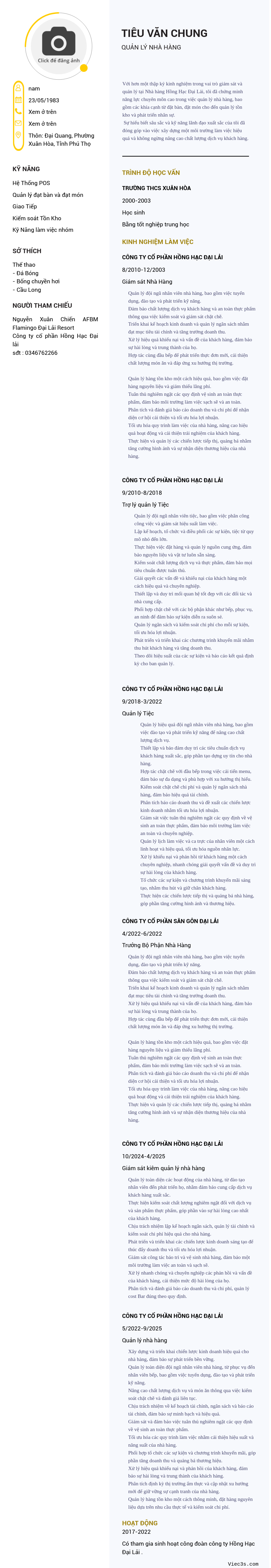 CV ứng viên