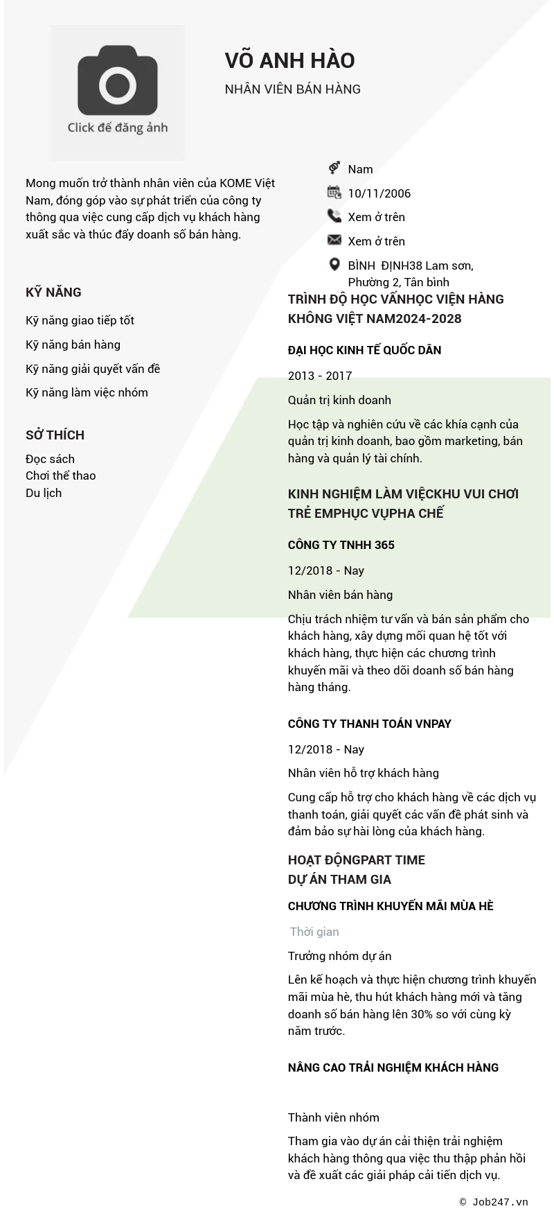CV ứng viên
