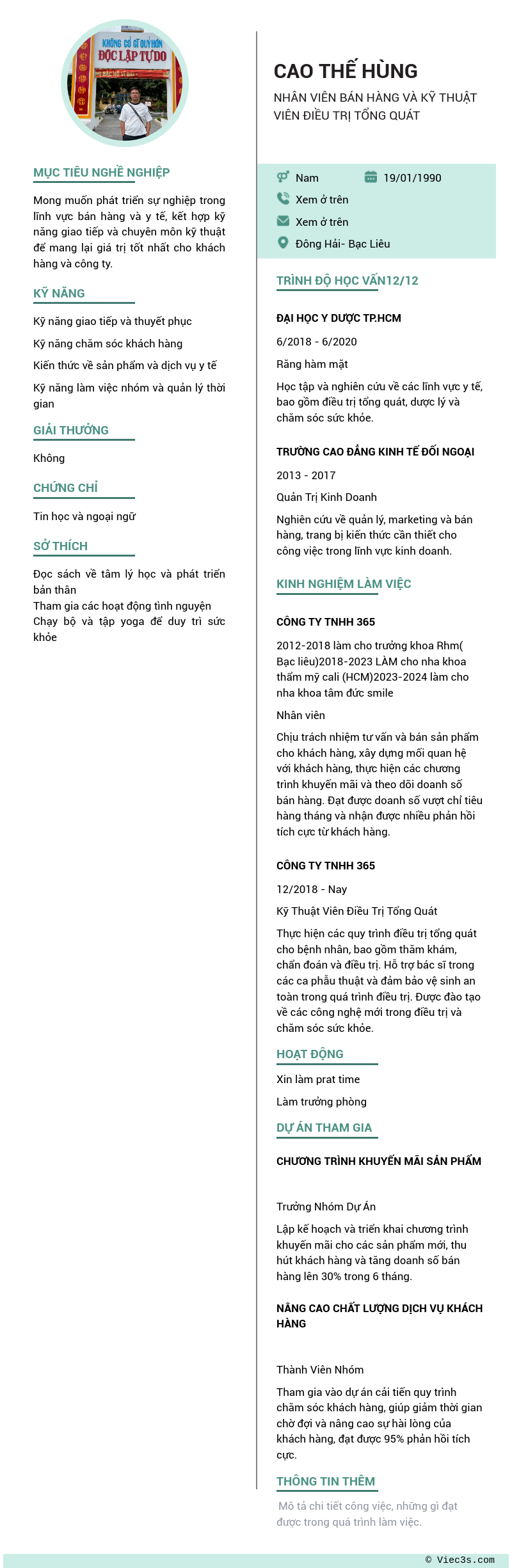 CV ứng viên