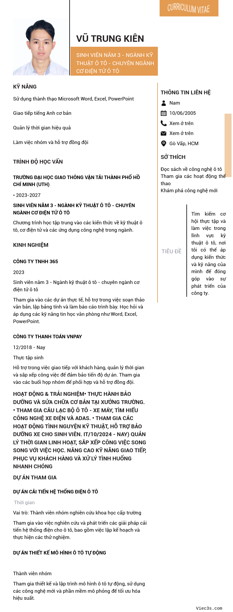 CV ứng viên