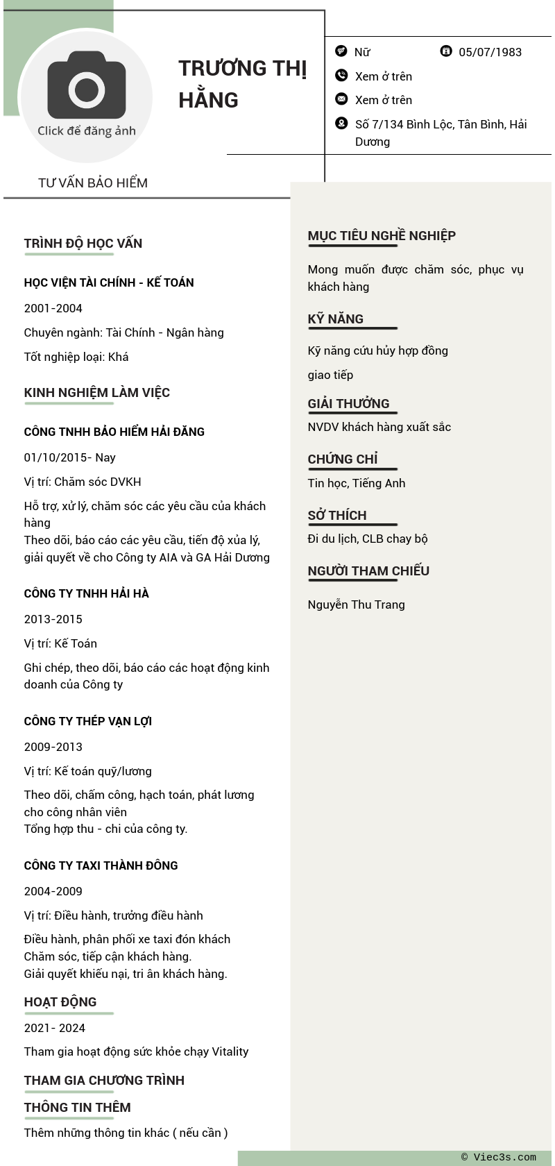 CV ứng viên