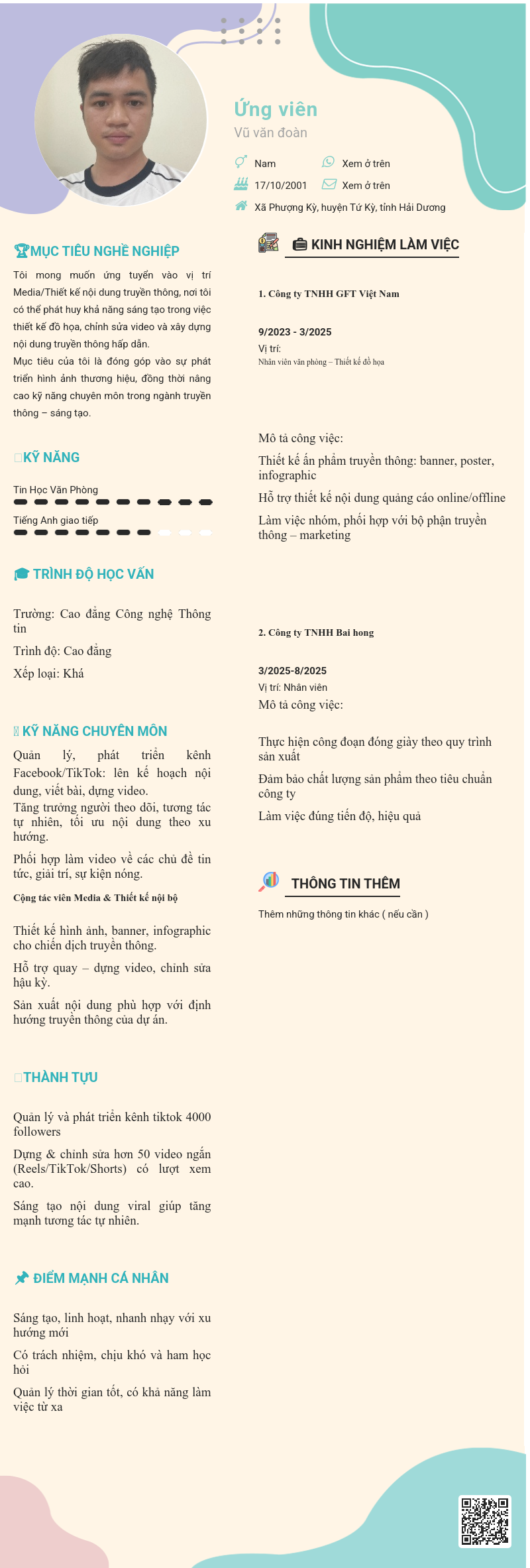 CV ứng viên