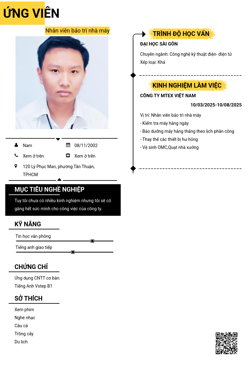 CV ứng viên