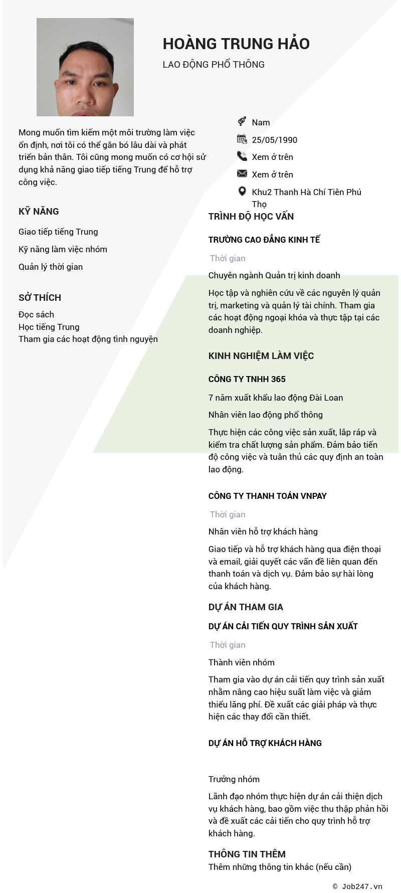CV ứng viên