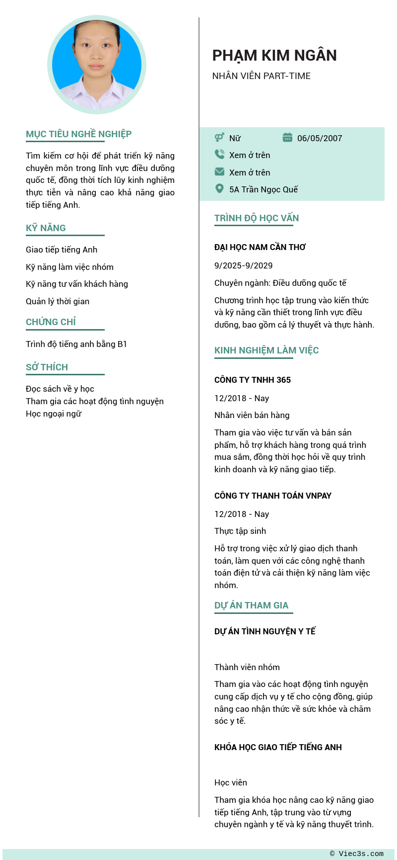 CV ứng viên