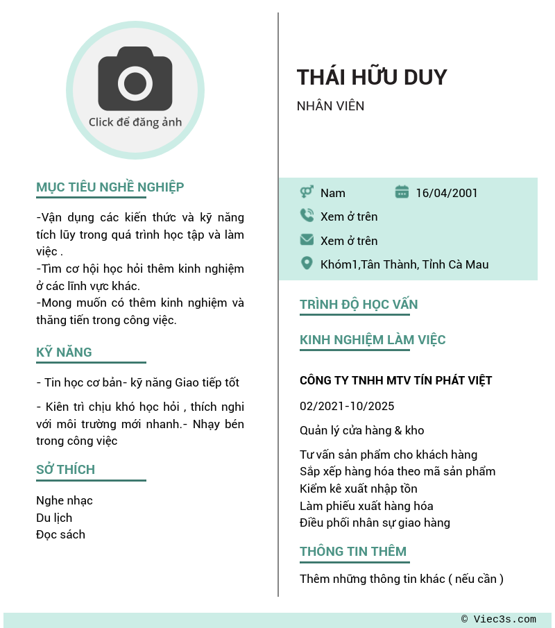 CV ứng viên