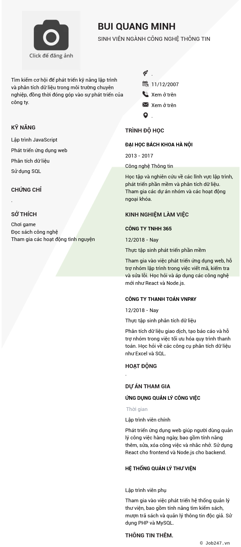 CV ứng viên
