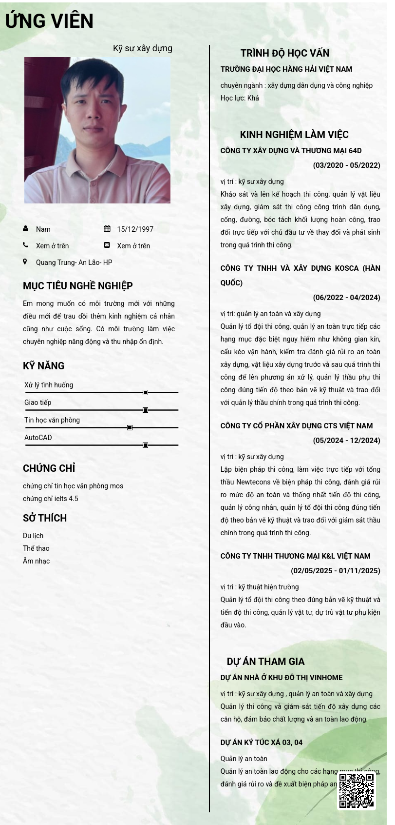 CV ứng viên