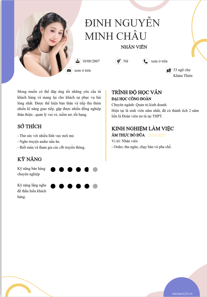 CV ứng viên