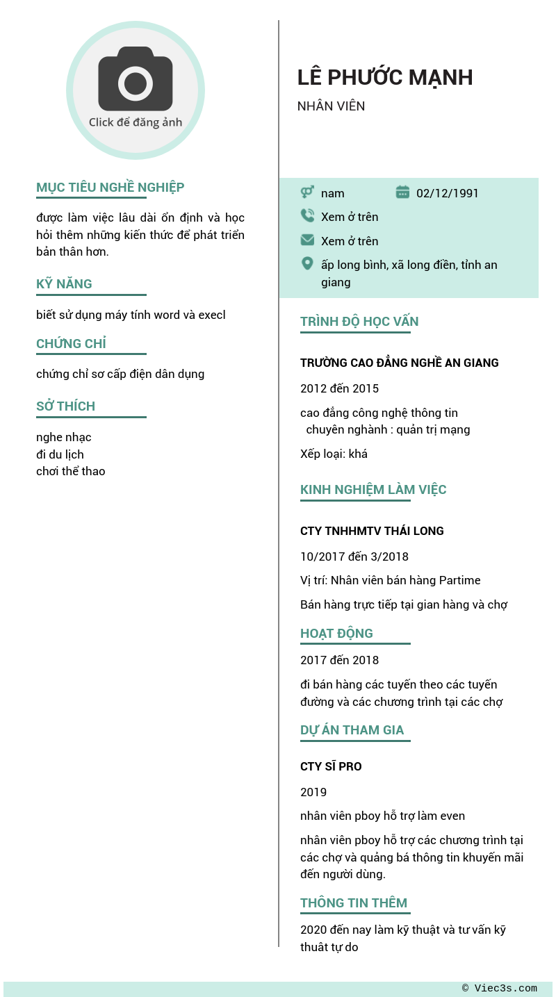 CV ứng viên