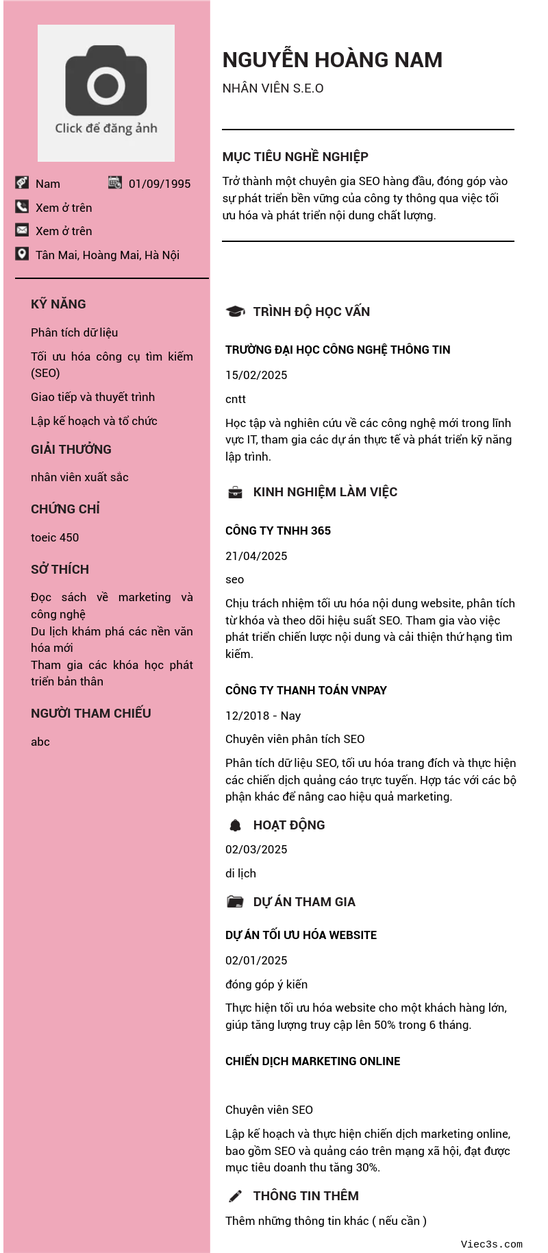 CV ứng viên
