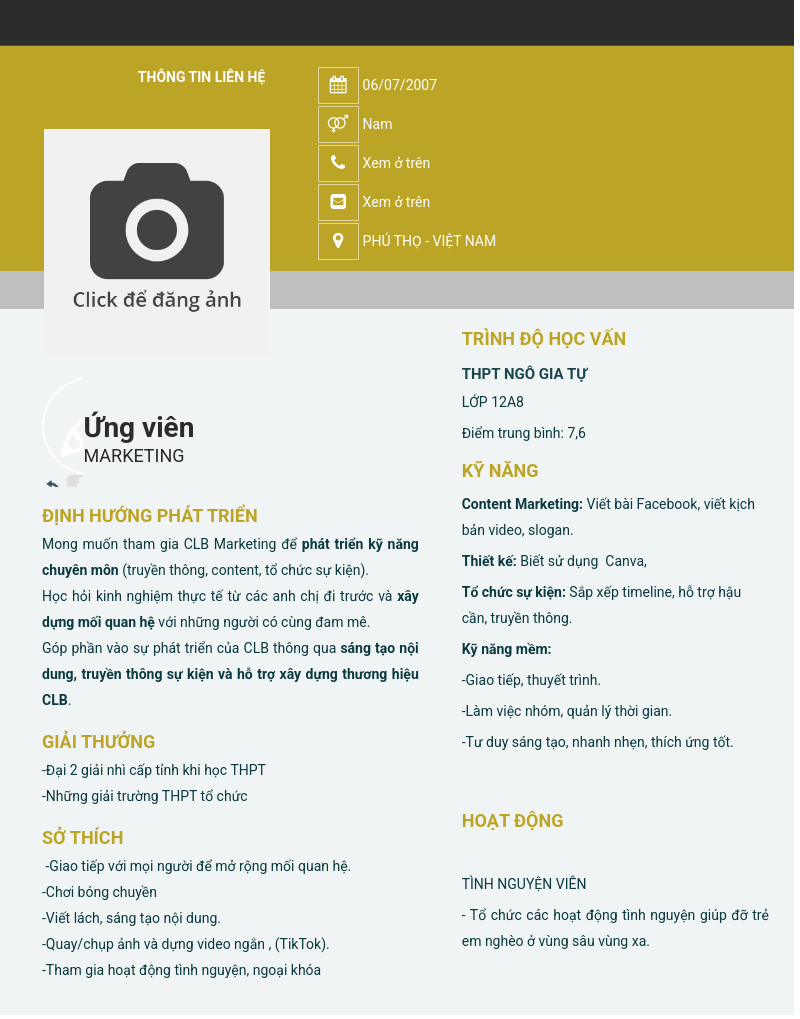 CV ứng viên