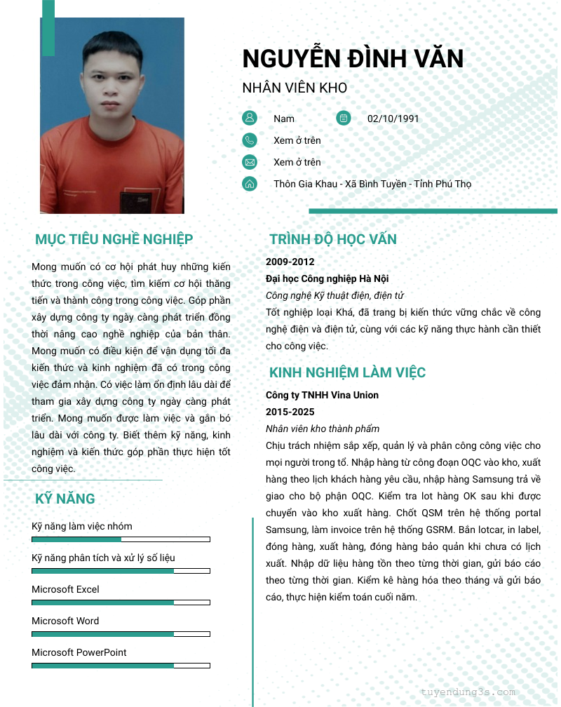 CV ứng viên