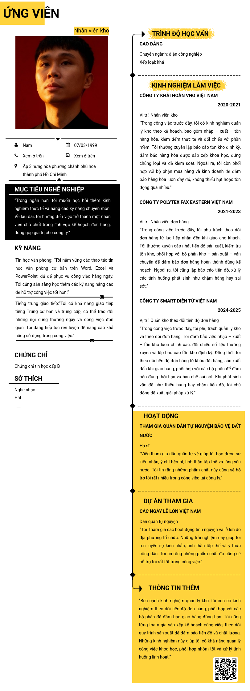 CV ứng viên