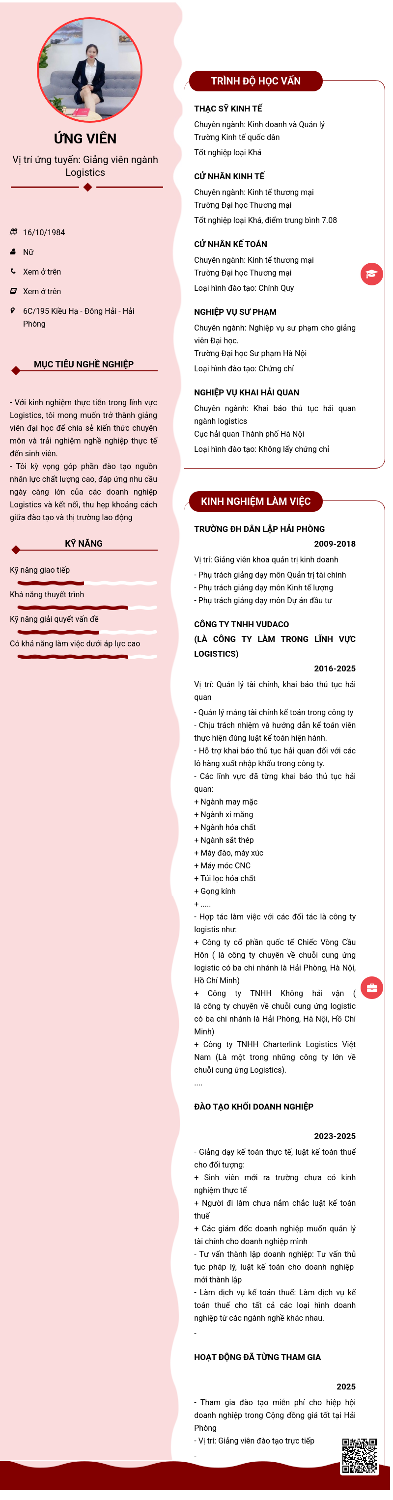 CV ứng viên