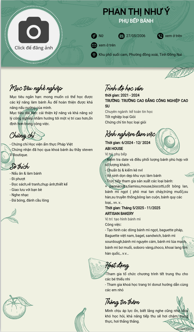 CV ứng viên