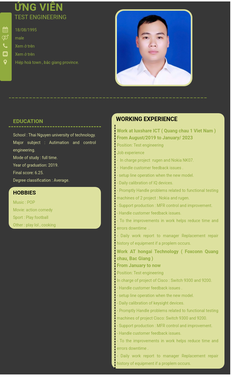 CV ứng viên