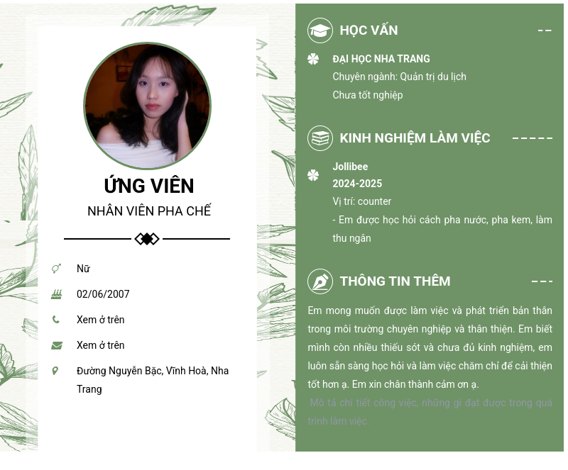 CV ứng viên