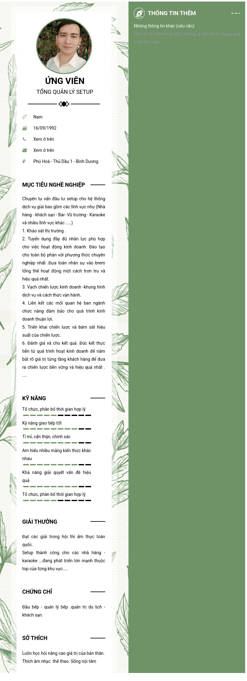 CV ứng viên