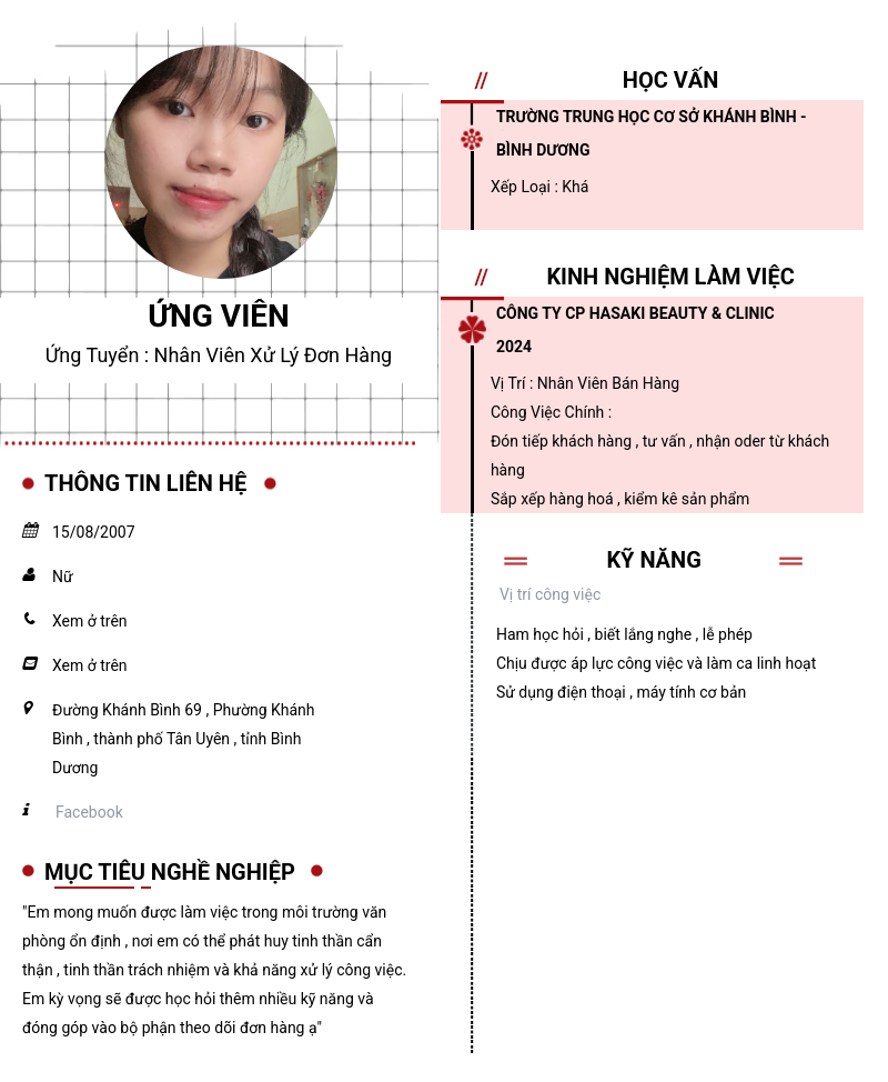 CV ứng viên