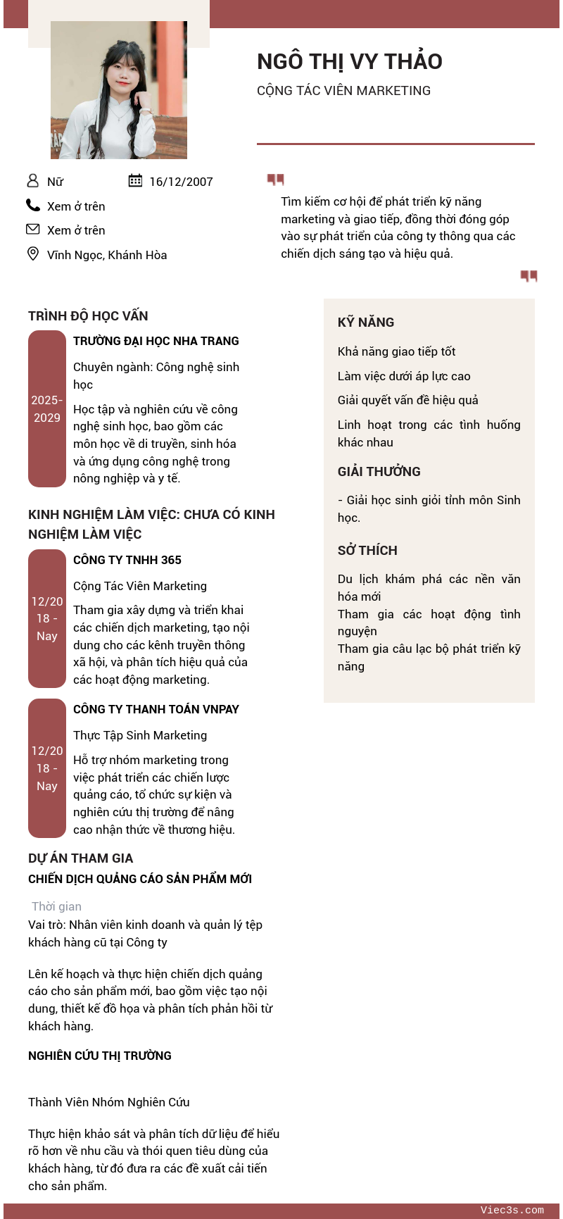CV ứng viên