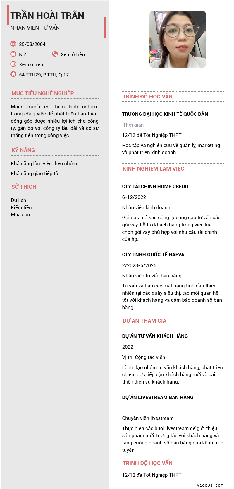 CV ứng viên