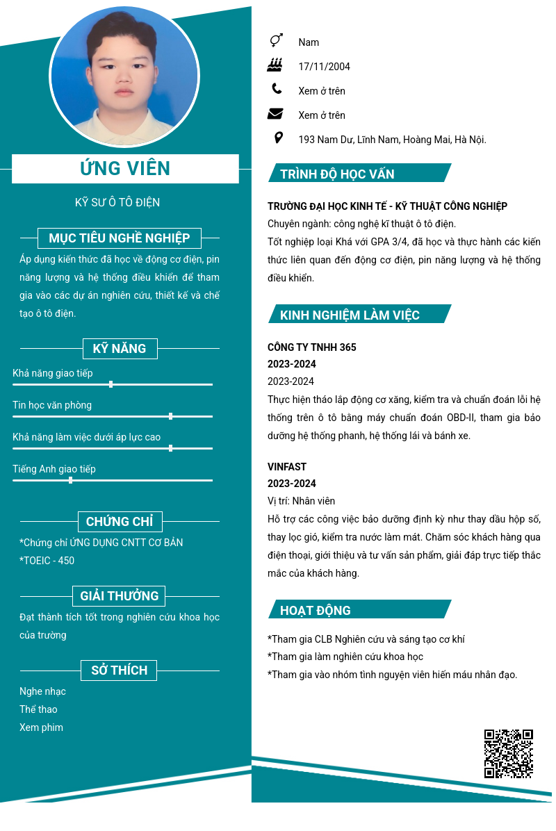 CV ứng viên