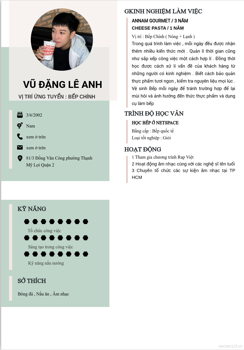 CV ứng viên
