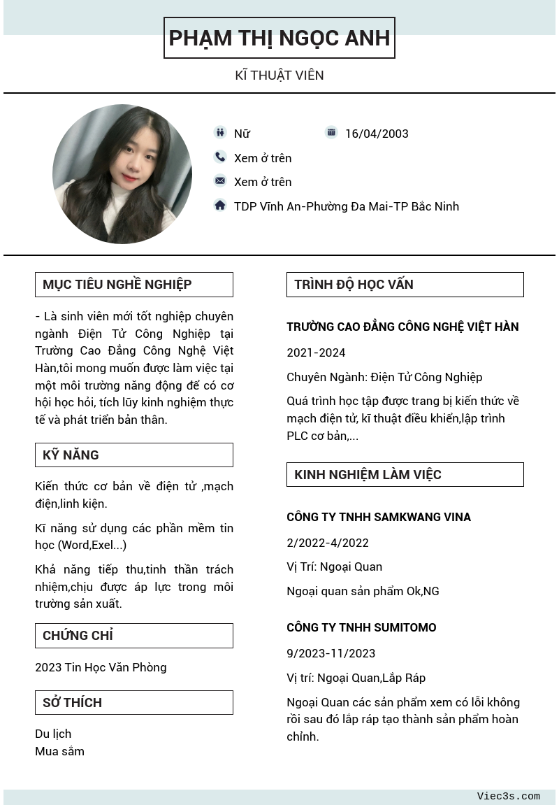 CV ứng viên