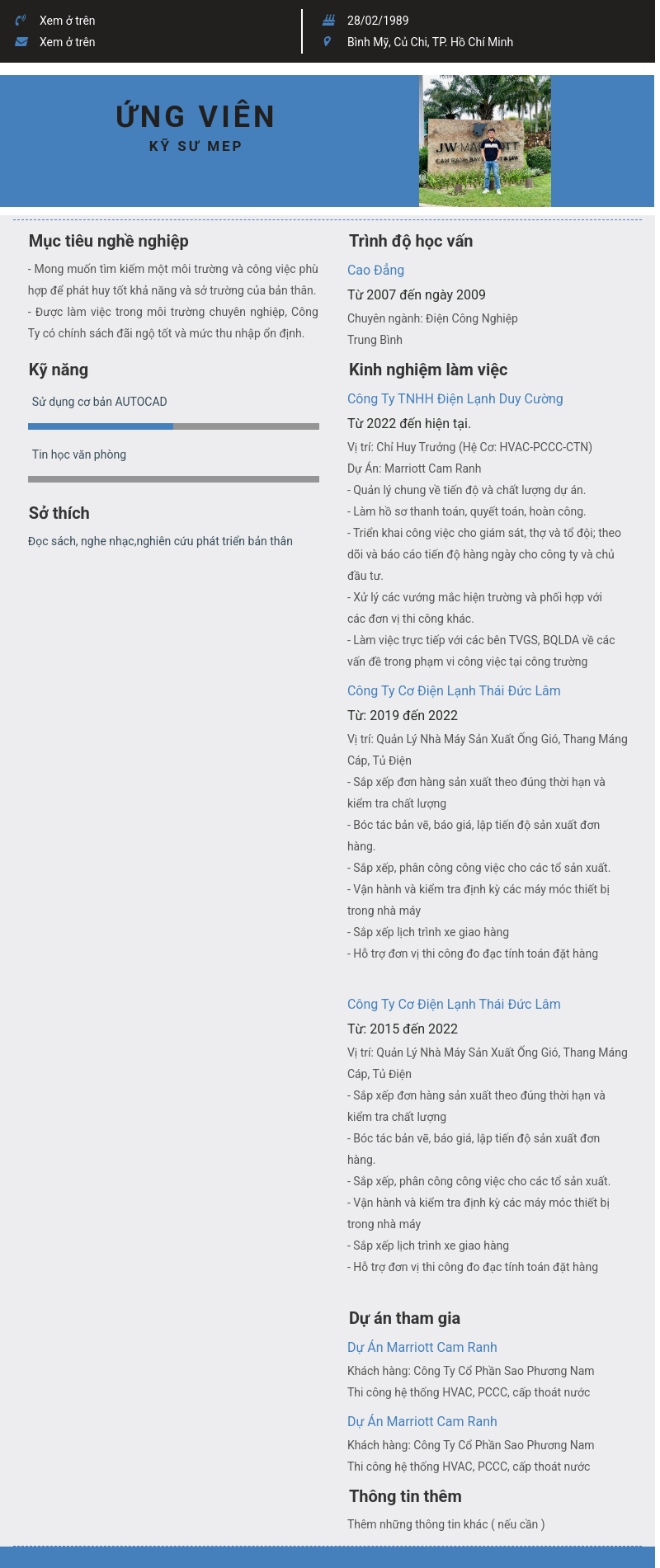 CV ứng viên
