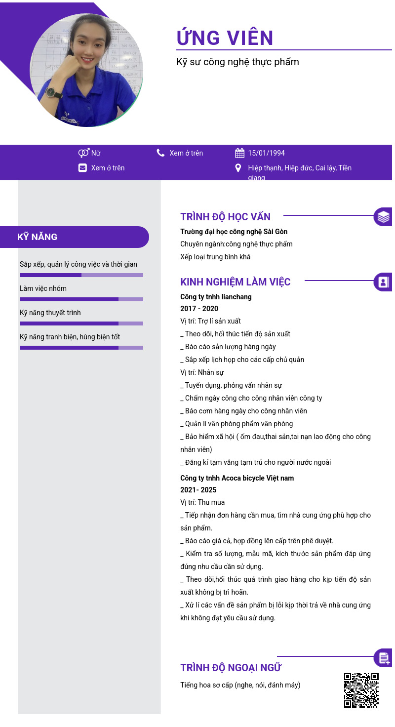 CV ứng viên