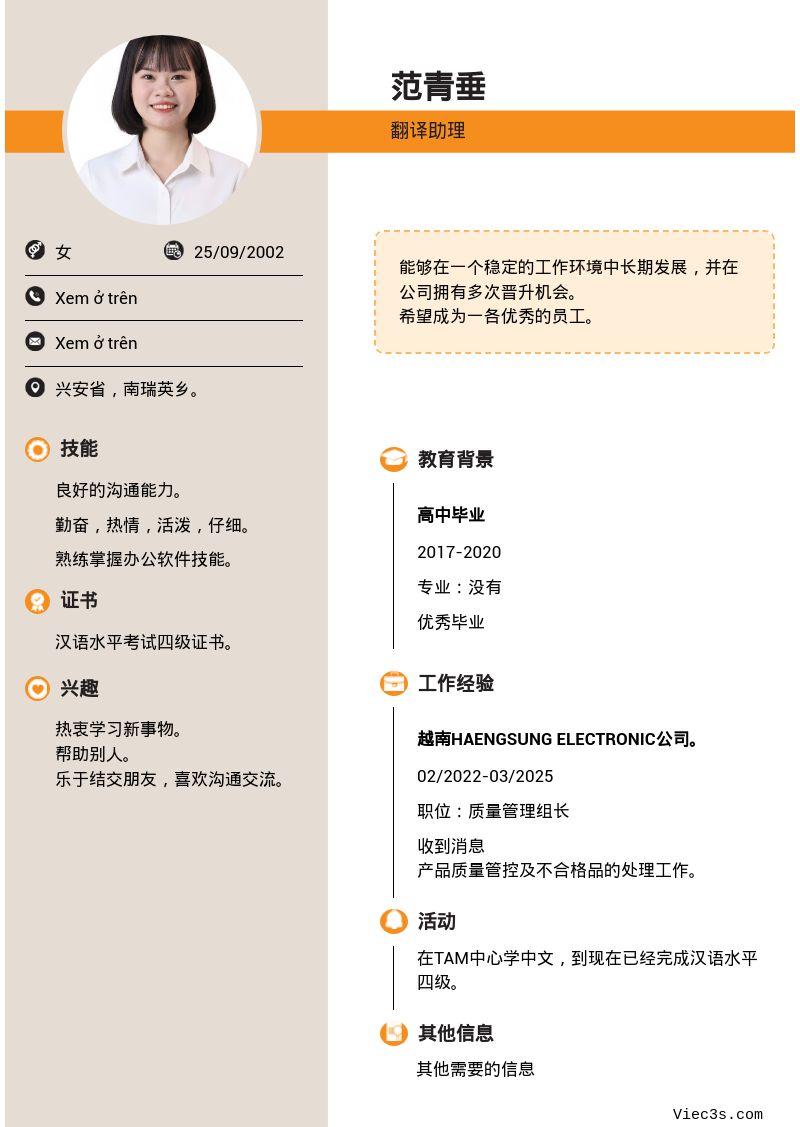 CV ứng viên