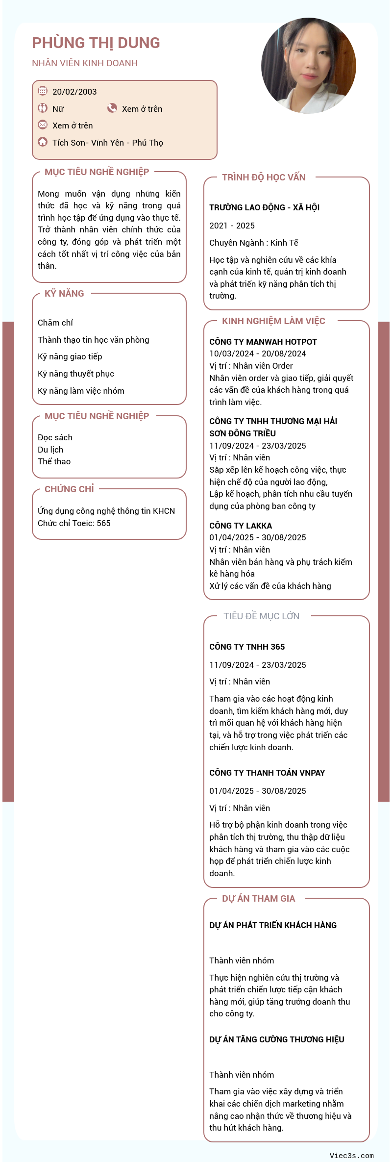 CV ứng viên
